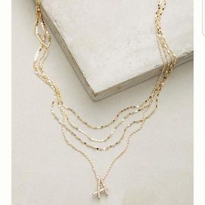 Anthropologie Initial Script Necklace - A