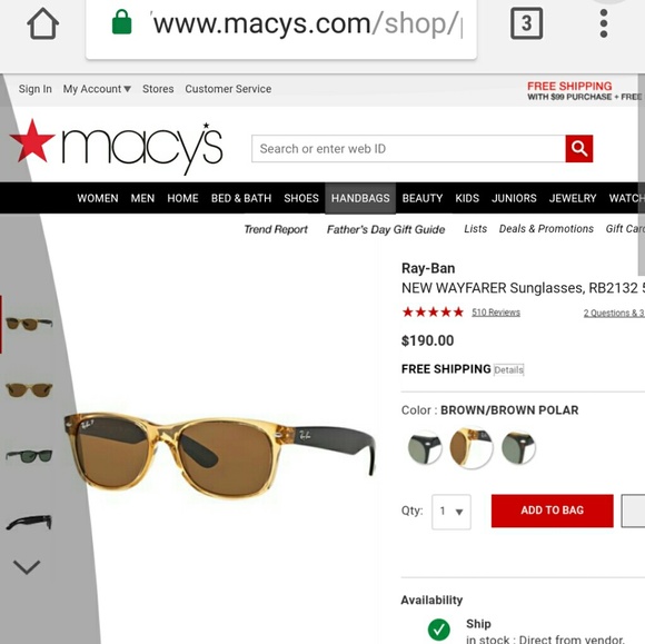 Ray Ban Wayfarer RB2132 polarized sunglasses - Picture 1 of 4