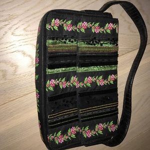 Dressy handbag small strap with flowers and beads