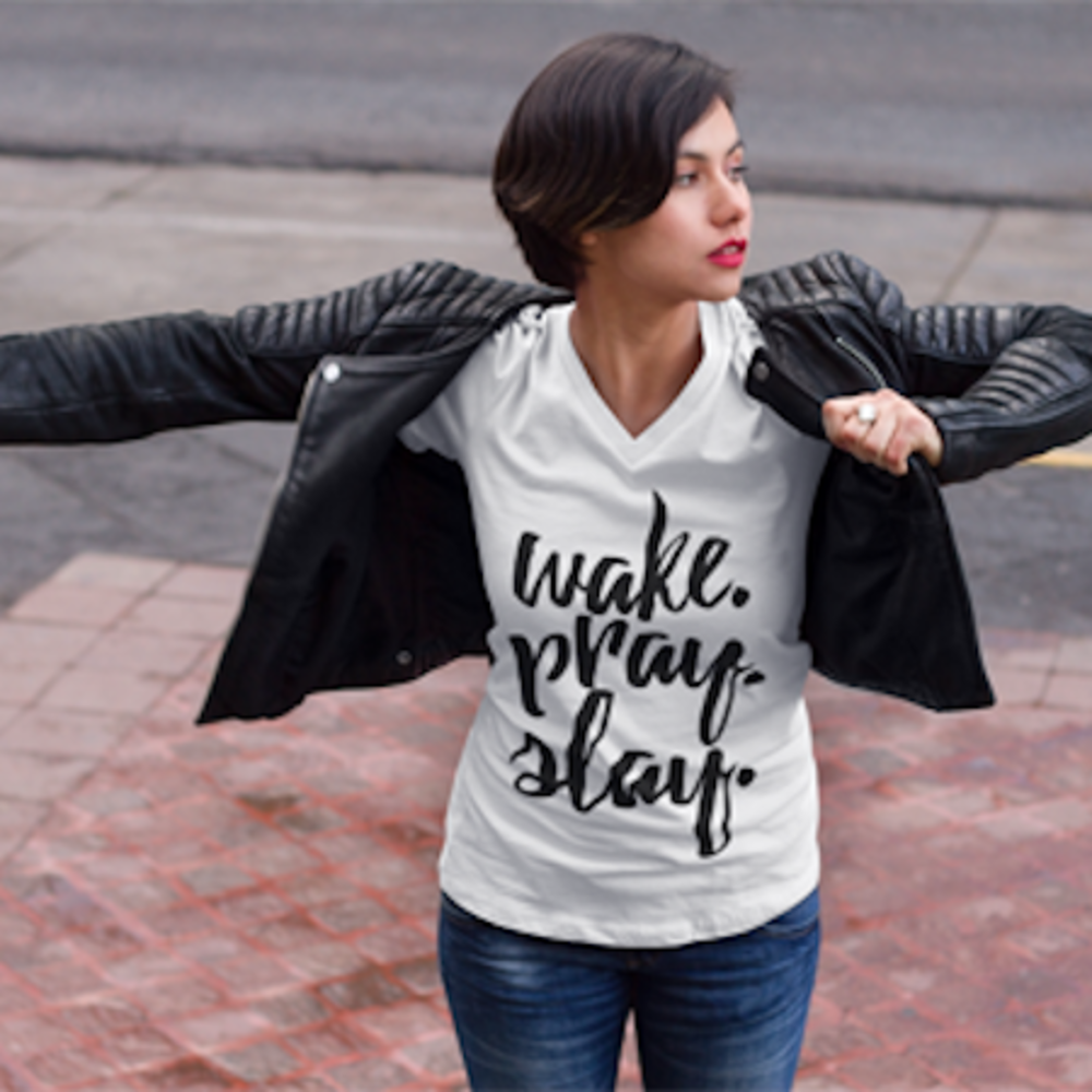 • Wholesale • Wake. Pray. Slay. V-Neck Shirt