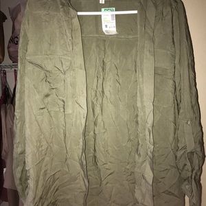 Papaya olive button up