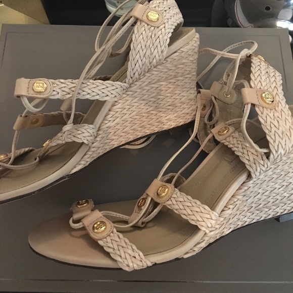 BCBGMaxazria Sharlet Woven Leather Wedge Sandal - Picture 7 of 9
