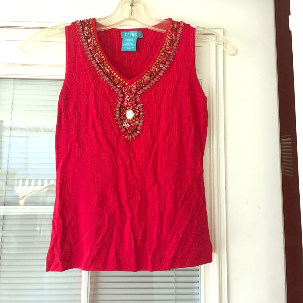 Beaded Holter Blouse (RUBY RED)