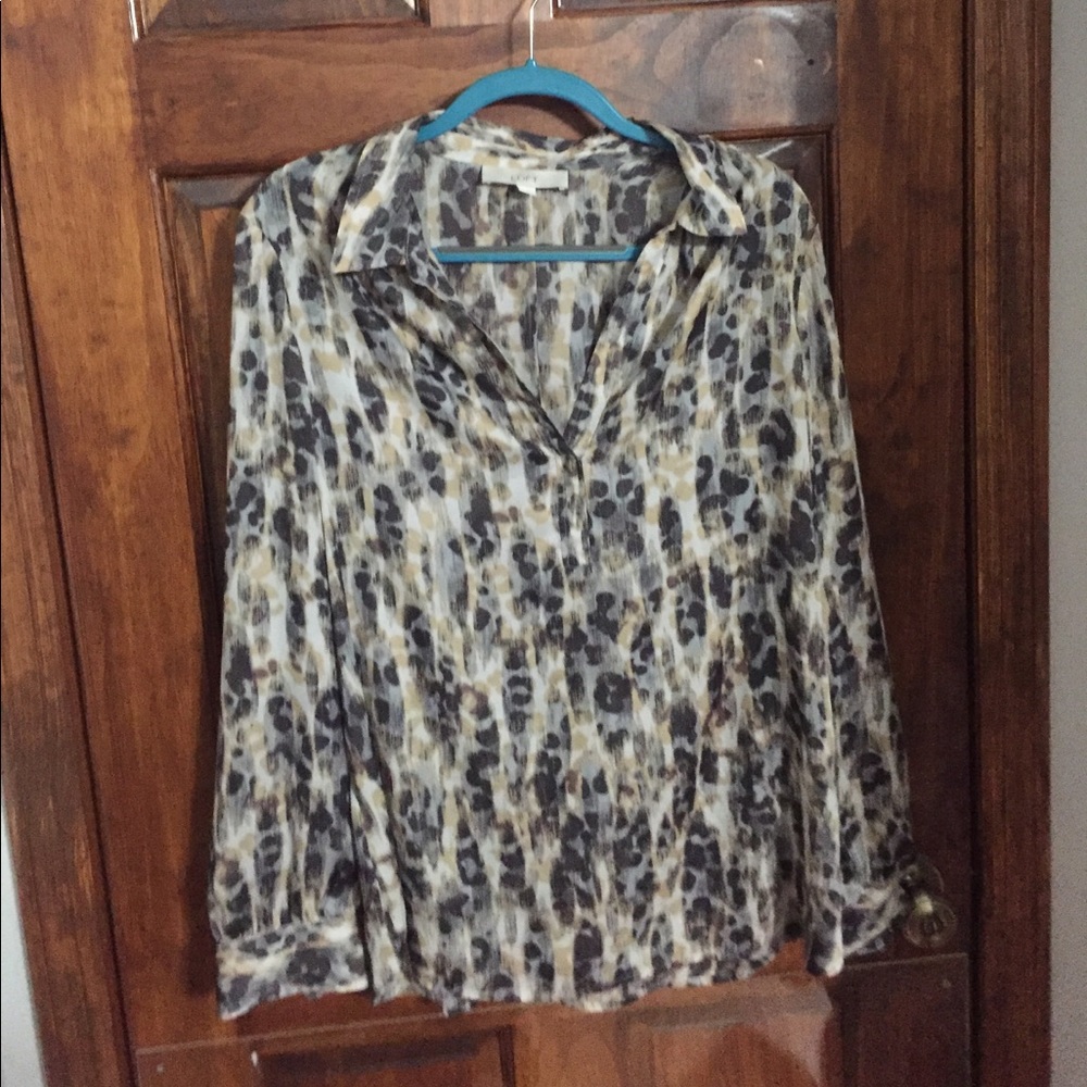 LOFT Sheer animal print blouse
