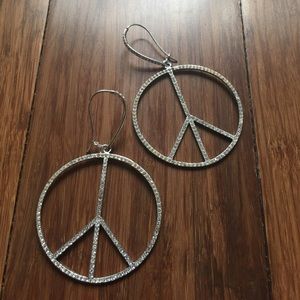 Swarovski crystal rhinestone silver peace earrings