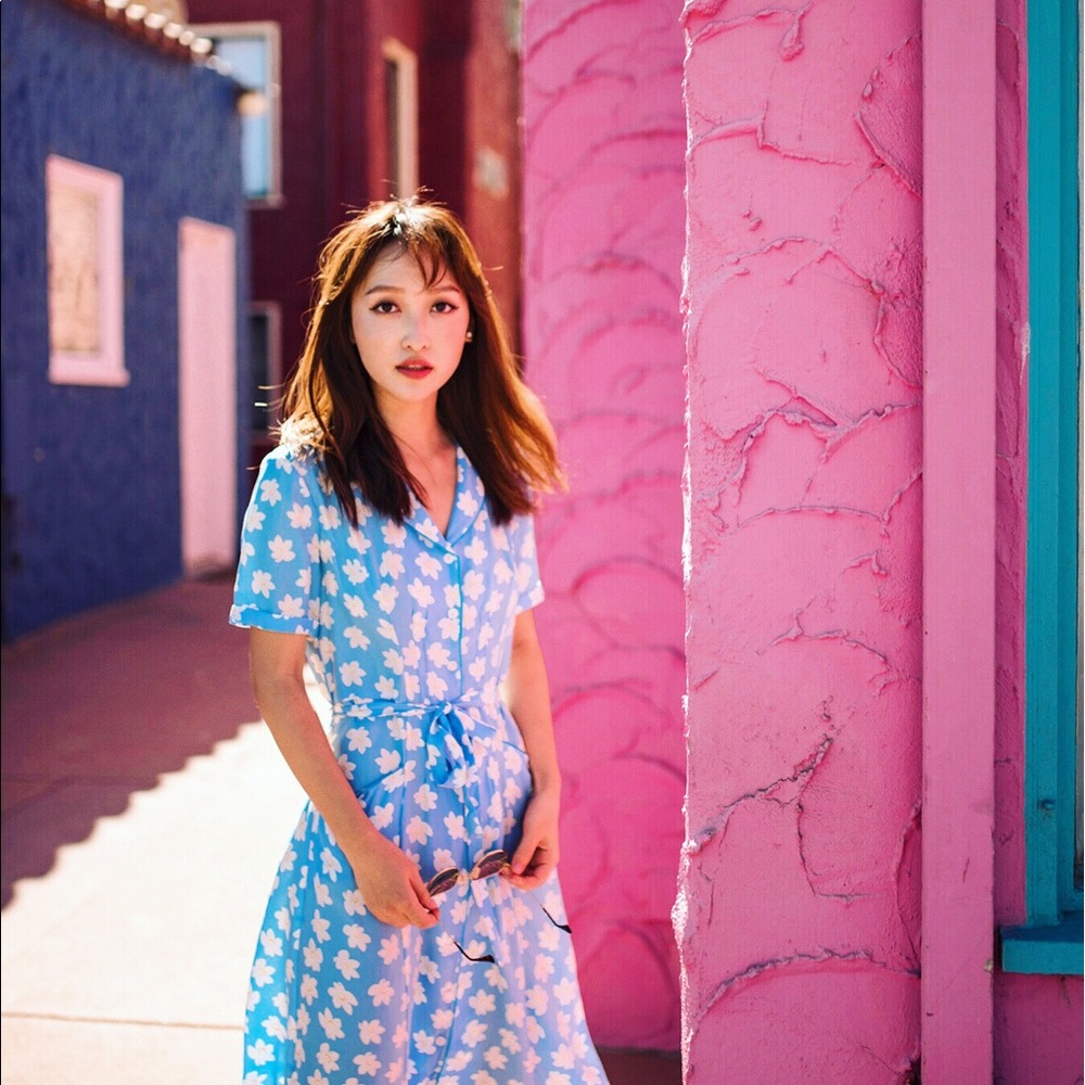 HVN Maria Falling FLoral-print silk-crepe dress