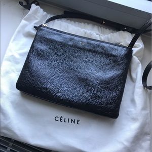 Celine trio large black goat skin
