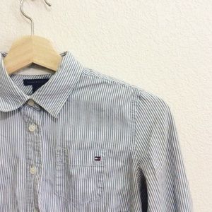 Tommy Hilfiger blue and white pinstripe button up