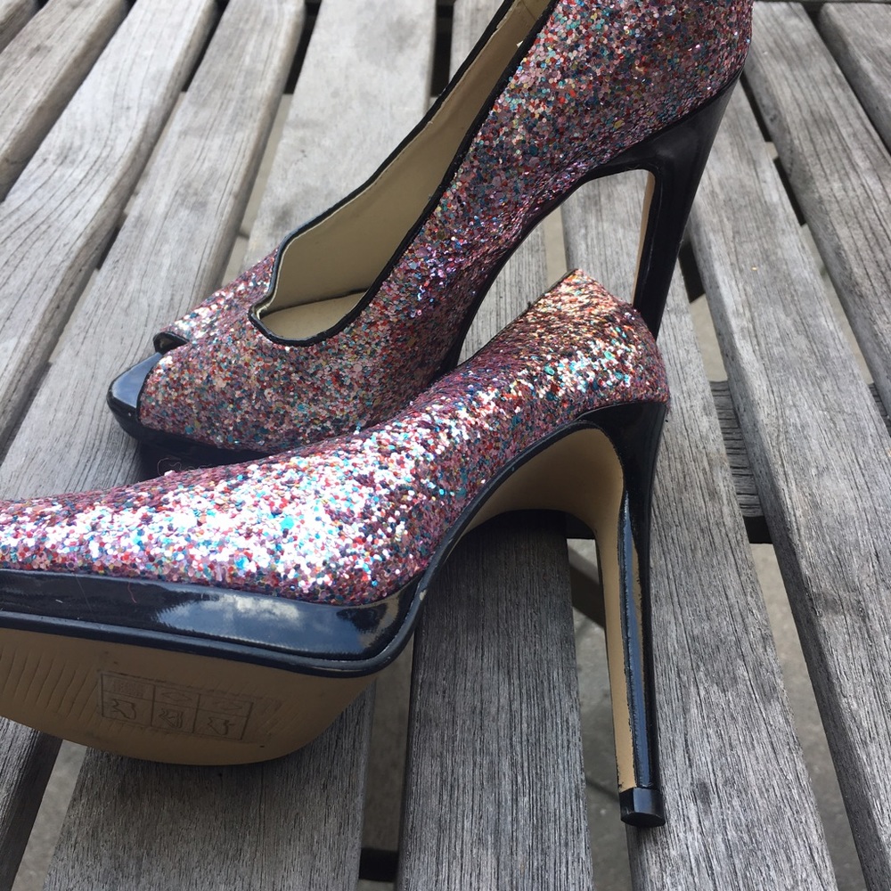 ⚡️SALE⚡️London Rebel Pink Glitter Stiletto Heels