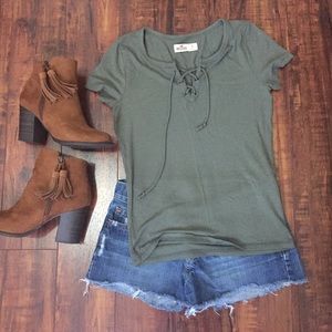 Green lace up shirt
