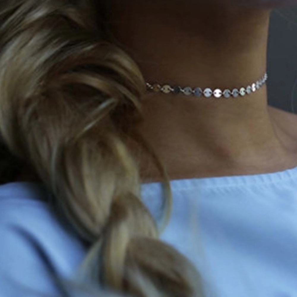 Gold or Silver Coin Disc Choker - Picture 2 of 4
