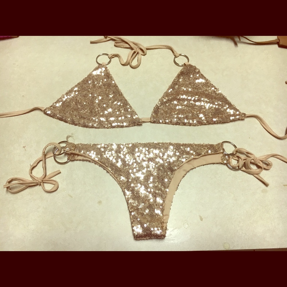 Gold sequin bikini