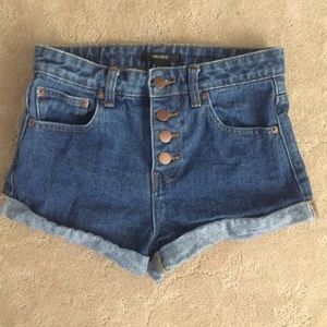 High waisted jean shorts