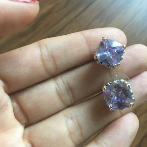 Light amethyst colored large stud earrings
