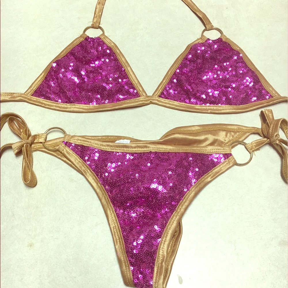 Fuchsia sequin bikini