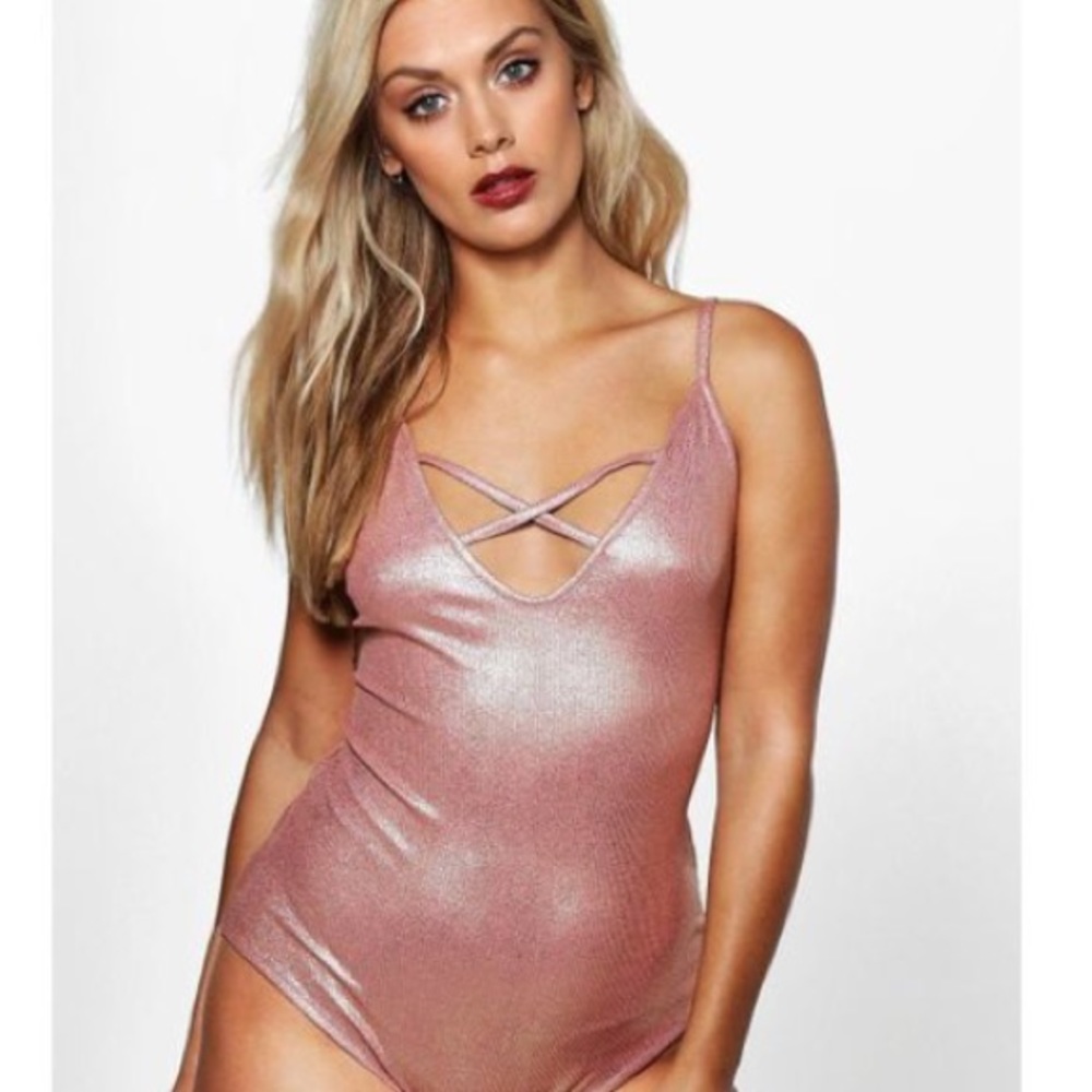 Millennial Pink / Rose Gold BooHoo Bodysuit 🌷