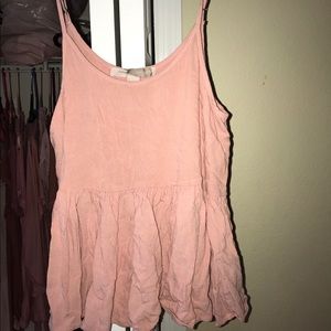 F21 pink ruffled blouse