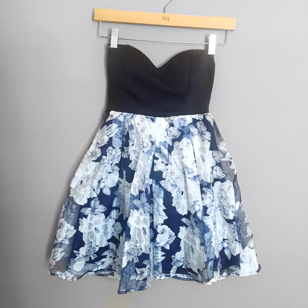 Strapless Floral Dress