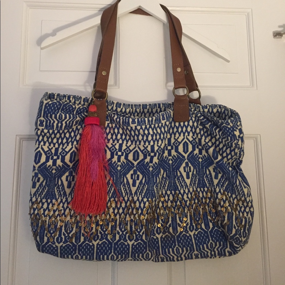 Anthropologie (Jasper and Jeera) Tassle Tote