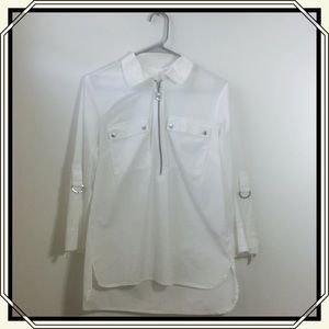 White Micheal kors shirt with zipper