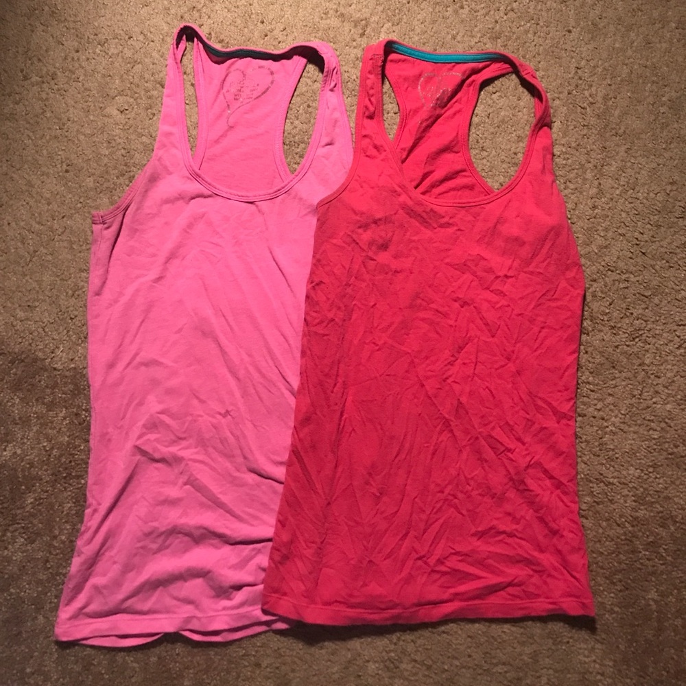 Set of 2 racket back tank tops pink