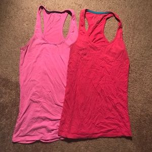 Set of 2 racket back tank tops pink