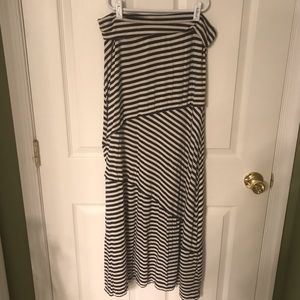Navy blue striped maxi skirt with layers