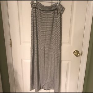 Dark navy blue striped maxi skirt