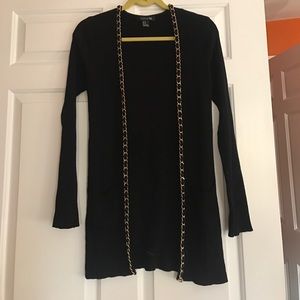 Forever21 black and gold chain detail sweater
