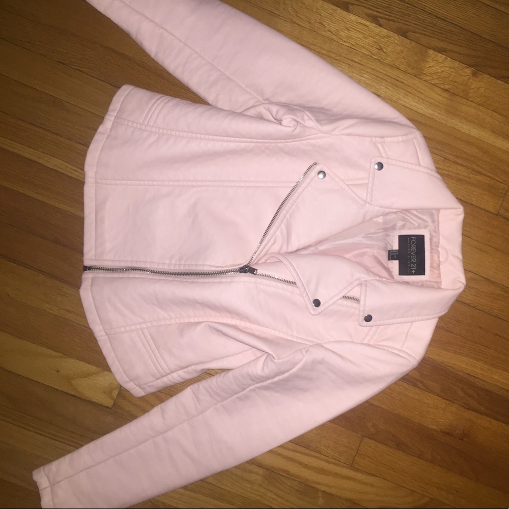 Baby pink forever 21 plus leather jacket
