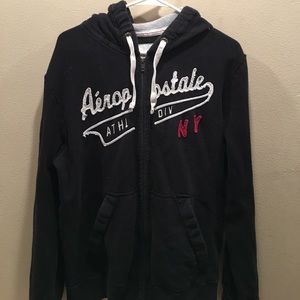 Men's Aeropastale black logo zip up hoodie
