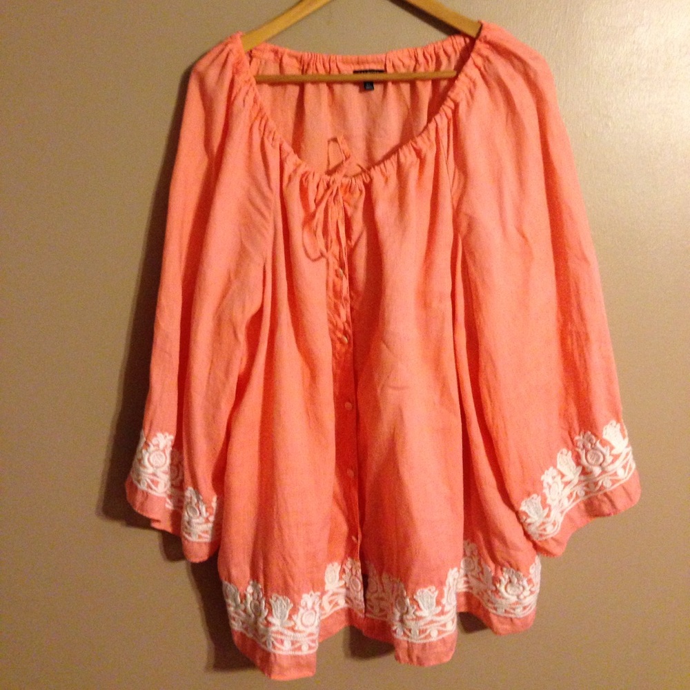 Talbots 3x linen blouse plus size