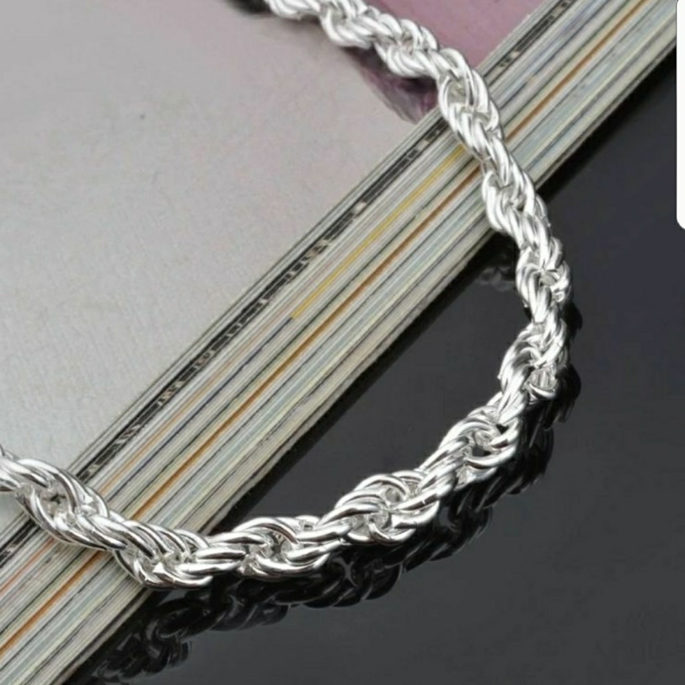 Sterling Silver bracelet Twist Rope Bracelet Chain New - Picture 11 of 14
