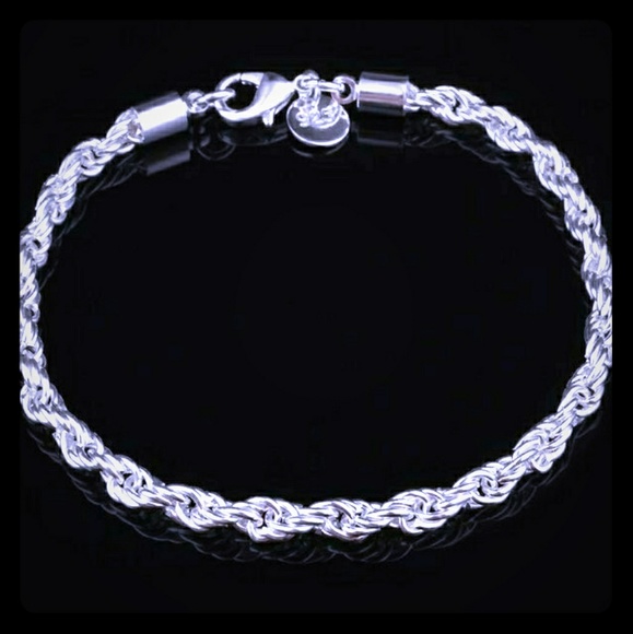 Sterling silver plated twisted rope bracelet
