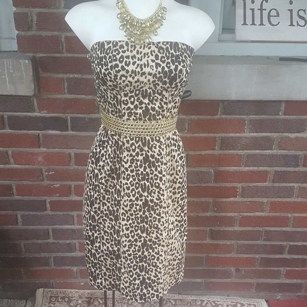 Strapless Leopard Print Dress