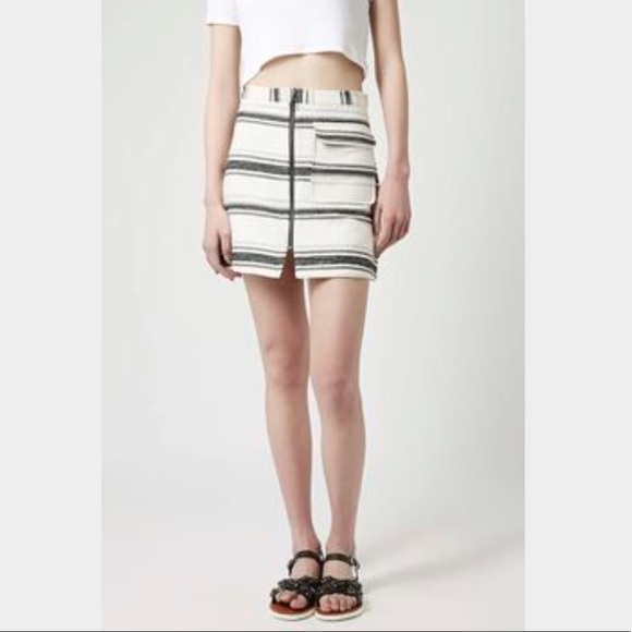 Topshop Dresses & Skirts - Topshop zip stripe A-line mini skirt US 2