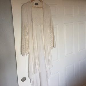 💕Boho Chic White Duster Cardigan w/ Bell Sleeves