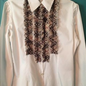 Auth. BURBERRY BLOUSE SHIRT PLAID RUFFLES SIZE 12