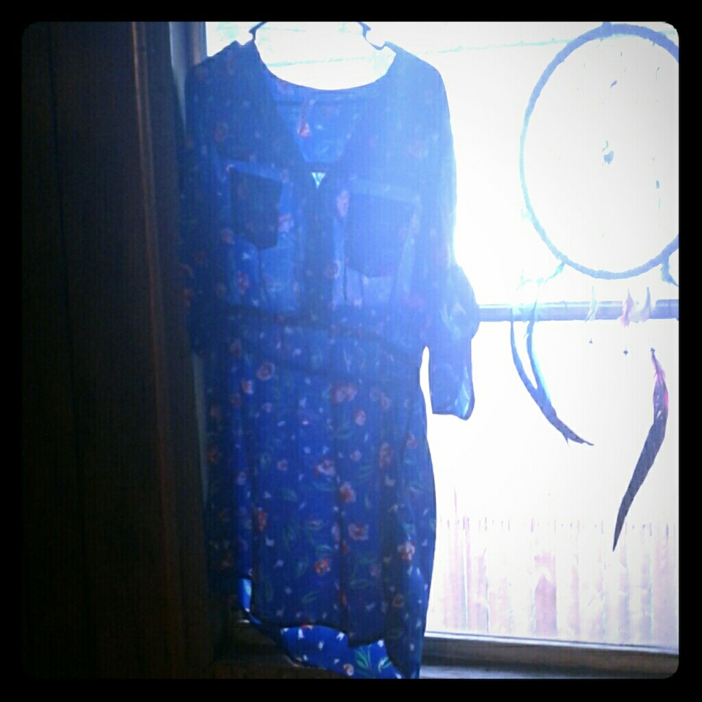 Blue floral print dress