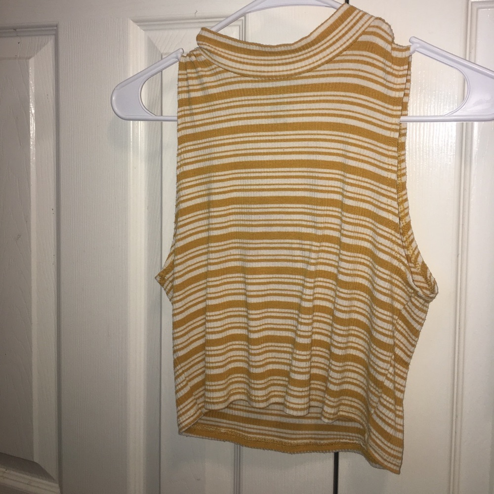 Yellow Striped Crop Top