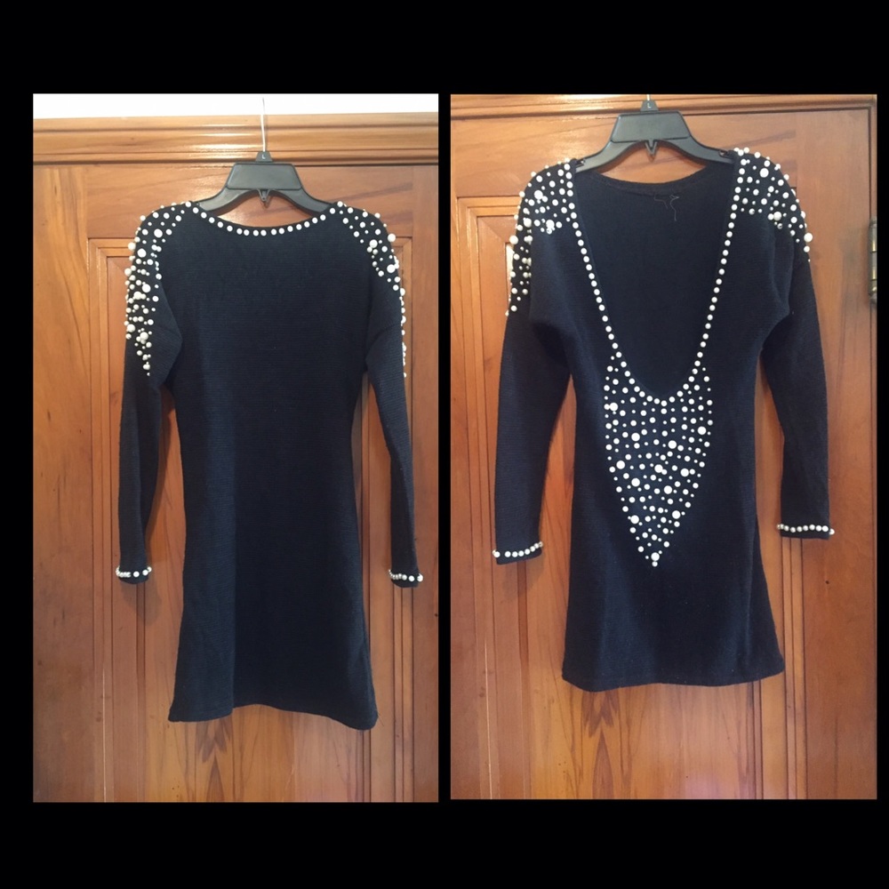 Beaded Black Mini Dress