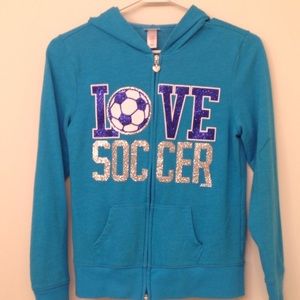 Girls Size 12 Justice  "Love Soccer" Sweatshirt