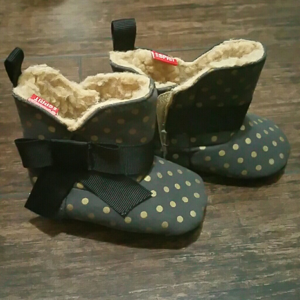 Espirit black and gold winter baby boots