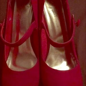Red suede heels