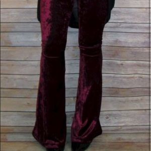 Velvet Burgundy Bell Bottom Leggings XL