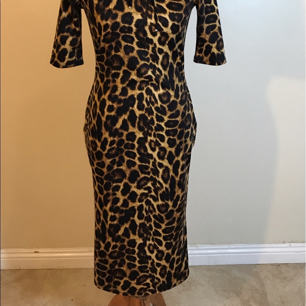 Kitty leopard print off shoulder sexy dress pinup - Picture 3 of 4