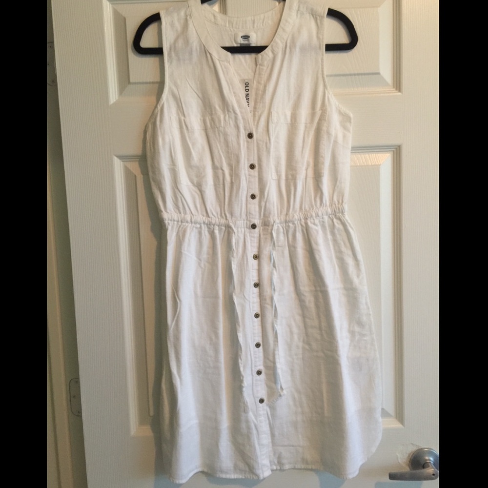 Old Navy White Button Down Dress, Size M