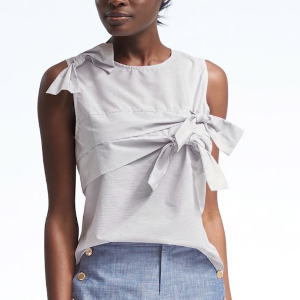 banana republic blue and white striped tank top