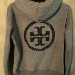 TORY BURCH LOGO ZIP HOODIE L LARGE