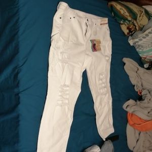 White ripped jeans